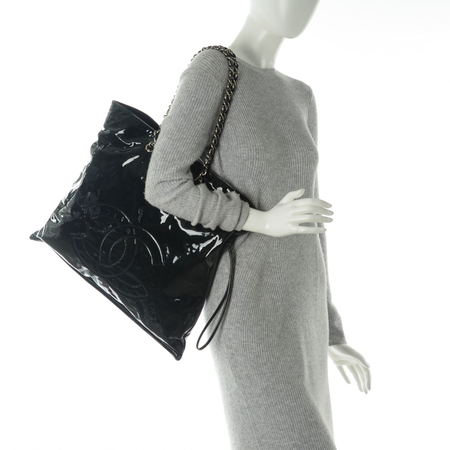 Patent Bonbons Shopper Tote Black