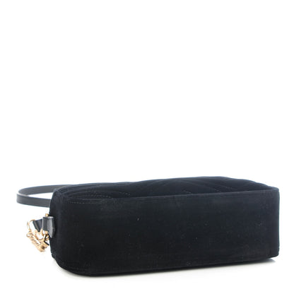 Gucci Velvet Matelasse Small GG Marmont Chain Shoulder Bag Black 4 of 7
