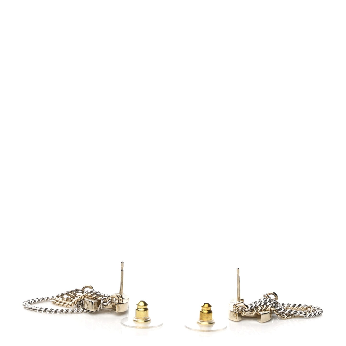 Crystal Chain CC Earrings Gold