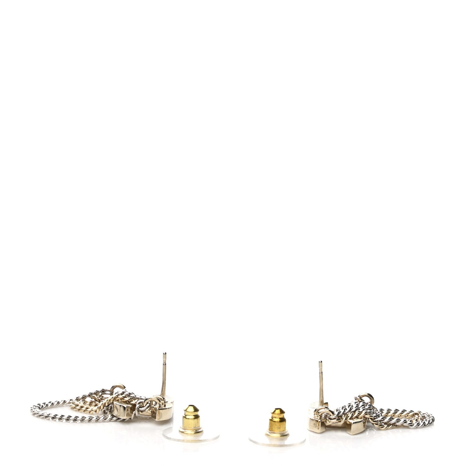 Chanel Crystal Chain CC Earrings Gold 3 of 5
