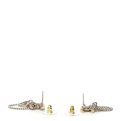 Chanel Crystal Chain CC Earrings Gold 3 of 5