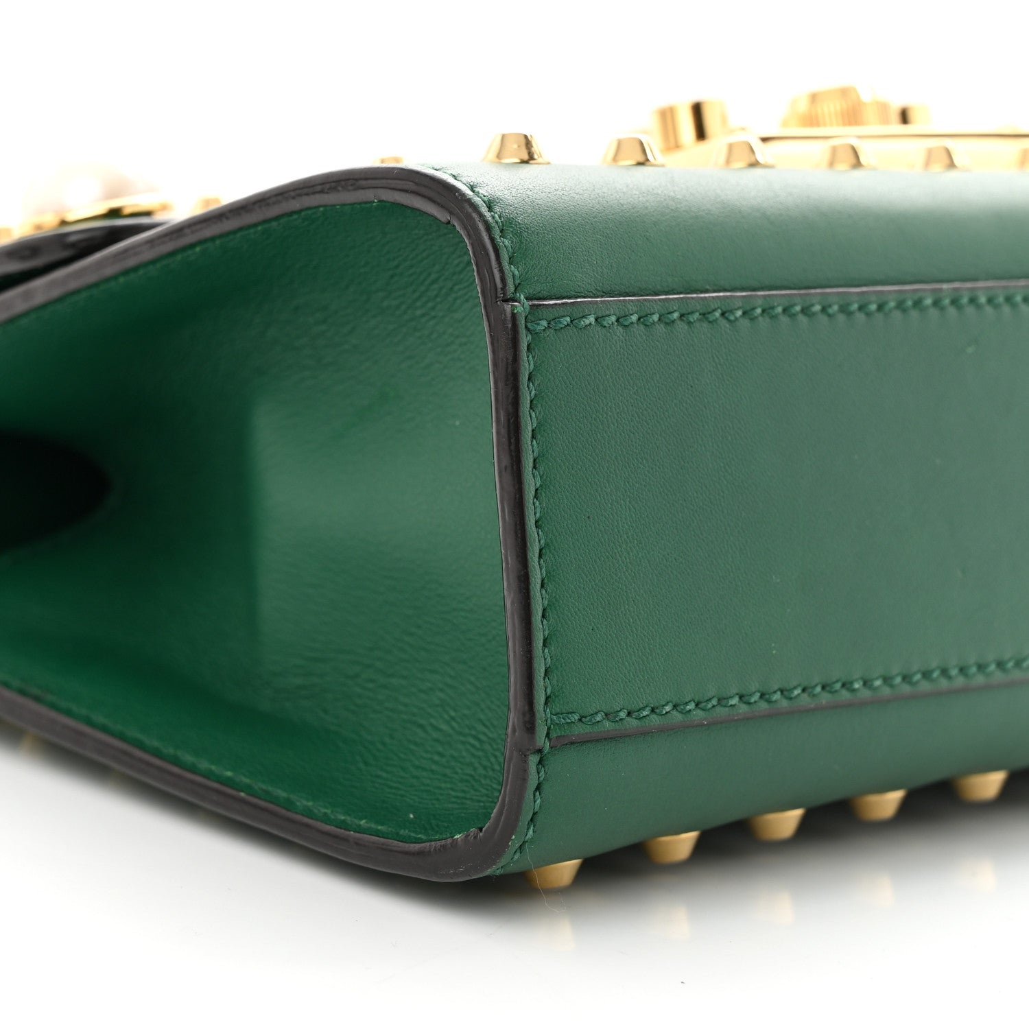 Gucci Calfskin Studded Small Padlock Shoulder Bag Emerald 9 of 10