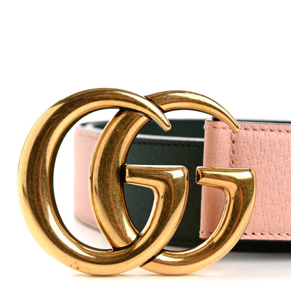Gucci Textured Dollar Calfskin Double G Memorable Buckle 40mm Belt 90 36 Vintage Green Powder Pink 7 of 7