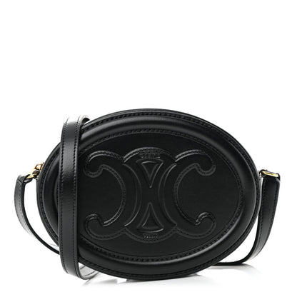 Celine Smooth Calfskin Cuir Triomphe Oval Bag Black 1 of 11