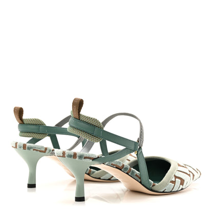 Fendi Vitello Grace Velluto FF Colibri 55mm Slingback Pumps 39.5 Menta Oil 39.5 Menta Oil Matcha 5 of 10