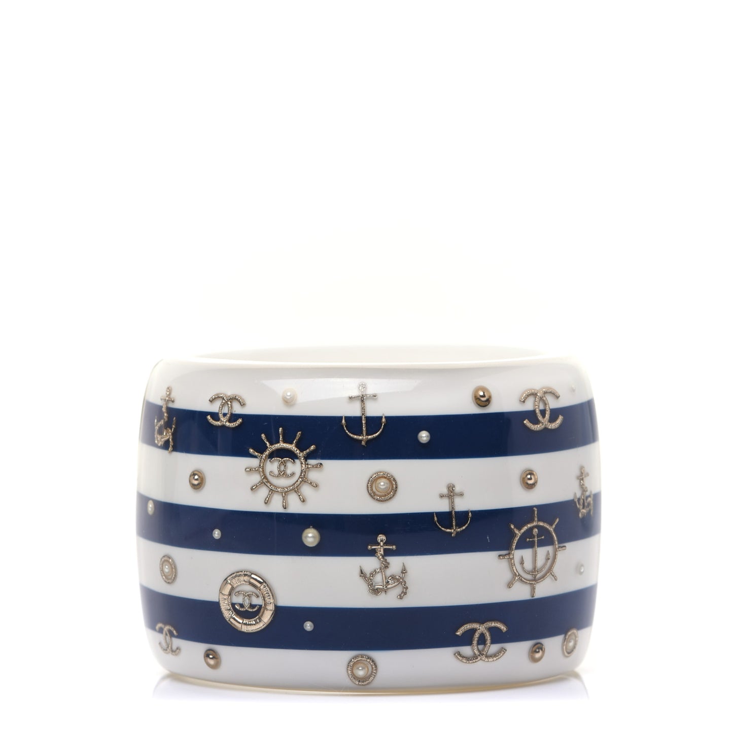 Resin Pearl Stripe CC Cuff White Navy