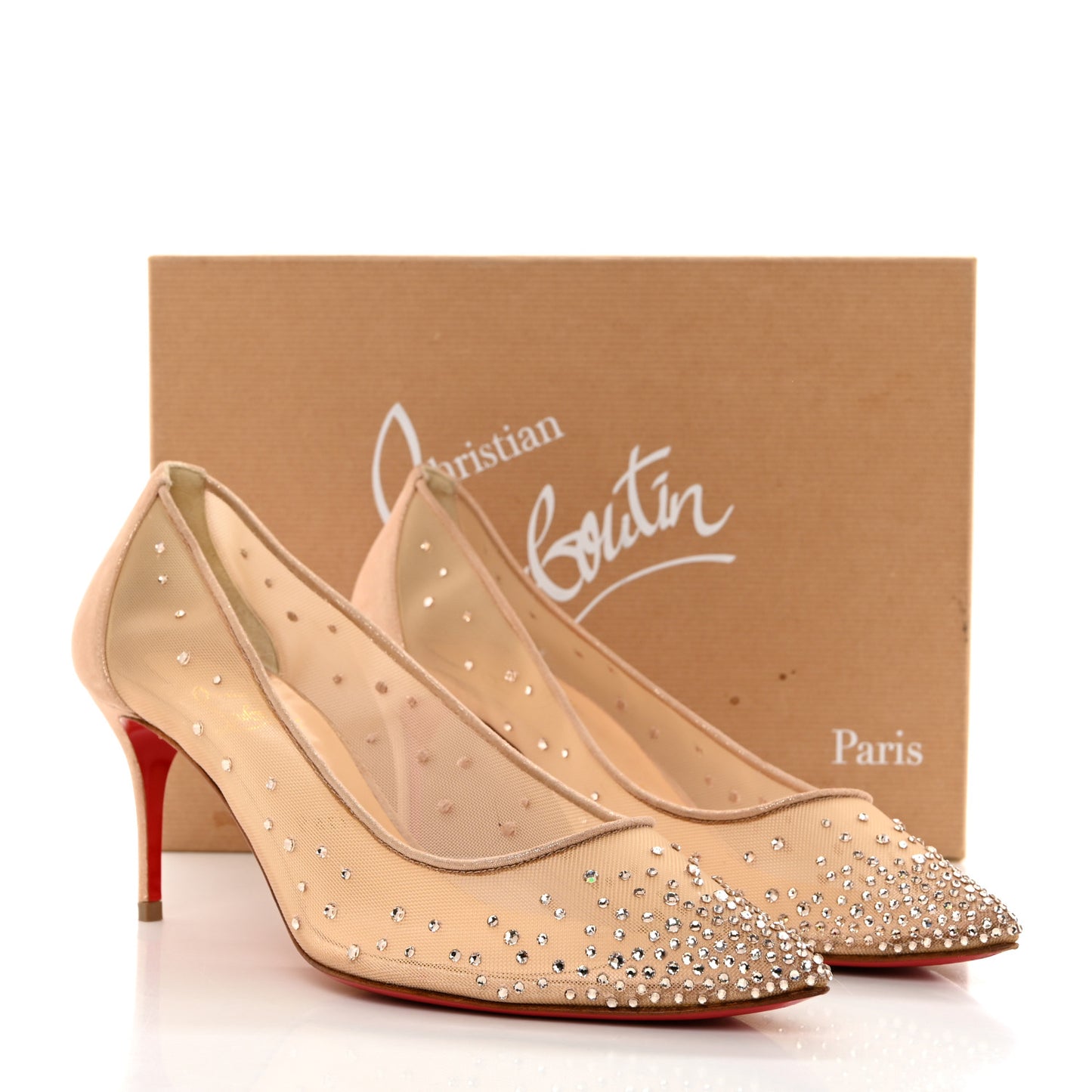 Suede Lame Crystal Strass Follies 85 Pumps 39.5 Light Silk