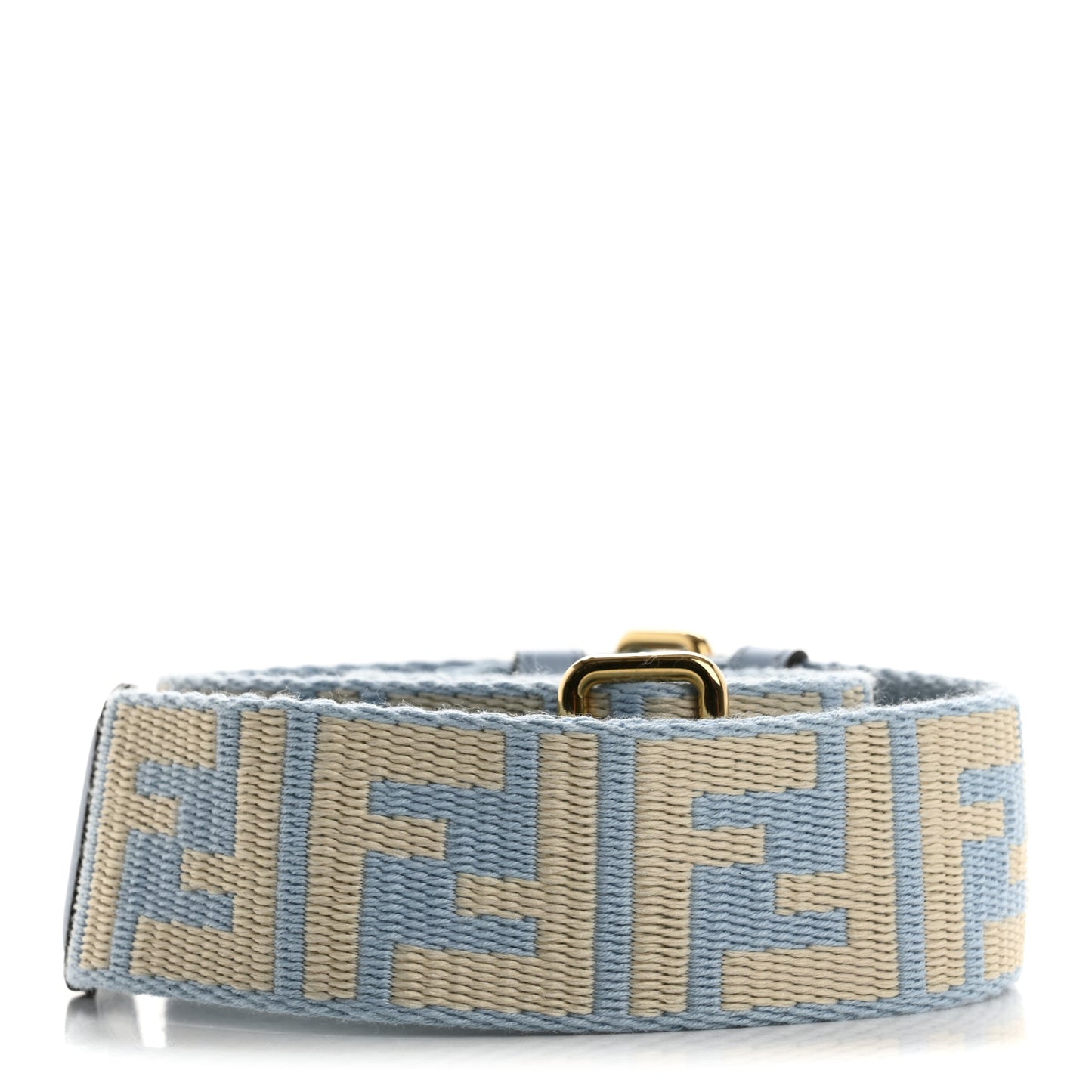 Jacquard Ribbon Vitello King FF Bi-Color Intreccio Adjustable Strap You Azzurro Baby Latte