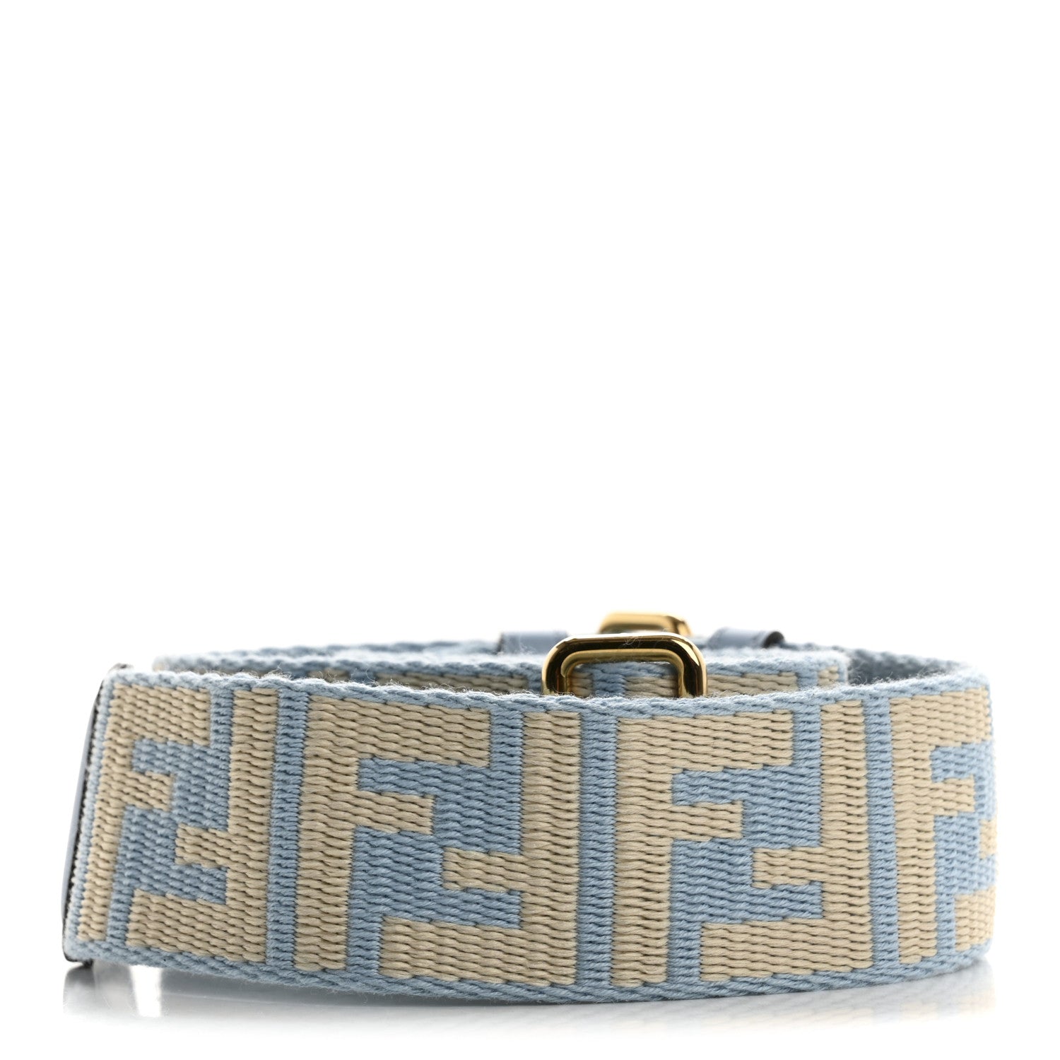 Fendi Jacquard Ribbon Vitello King FF Bi-Color Intreccio Adjustable Strap You Azzurro Baby Latte 2 of 6