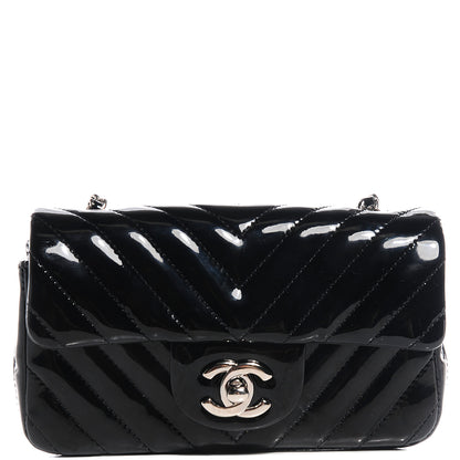 Chanel Patent Chevron Quilted Extra Mini Flap Black 1 of 8