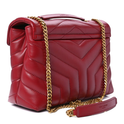 Saint Laurent Calfskin Y Quilted Monogram Small Loulou Chain Satchel Red 3 of 12