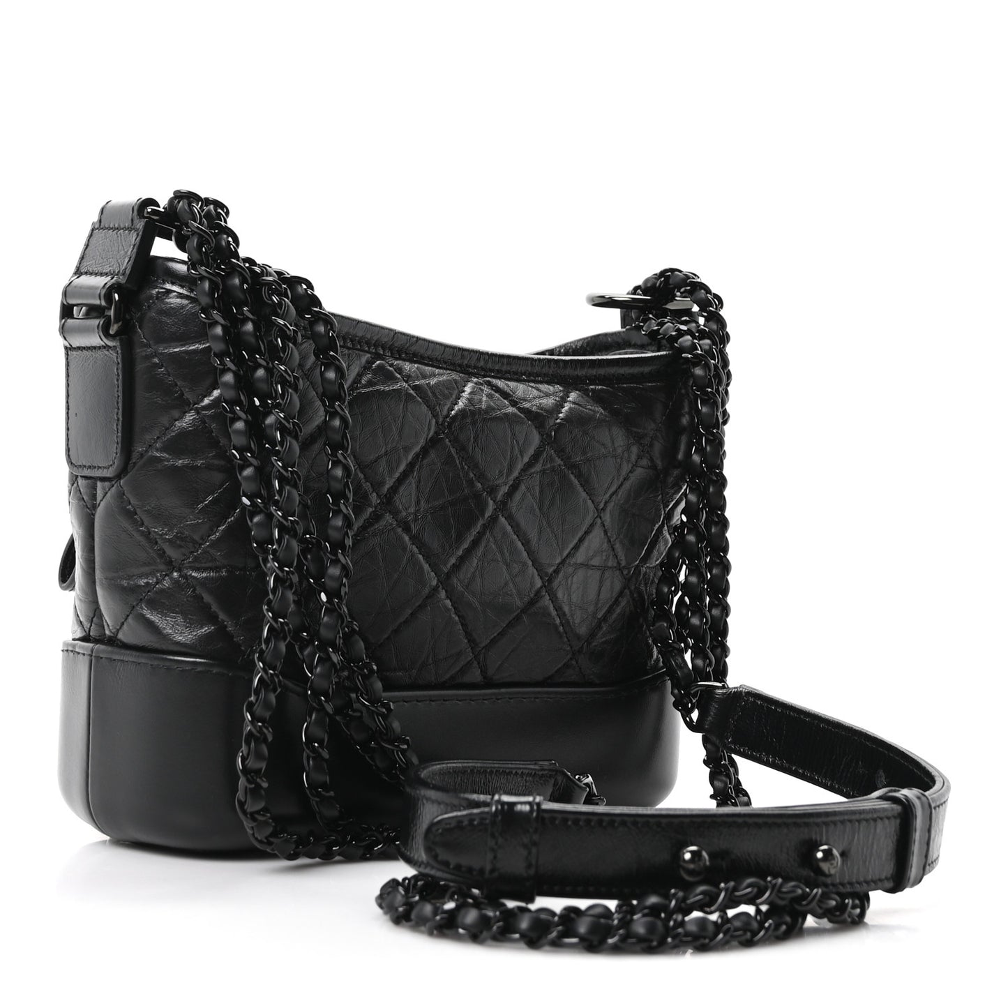 Aged Calfskin Quilted Small Gabrielle Hobo So Black