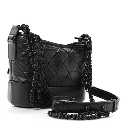Chanel Aged Calfskin Quilted Small Gabrielle Hobo So Black 3 of 10