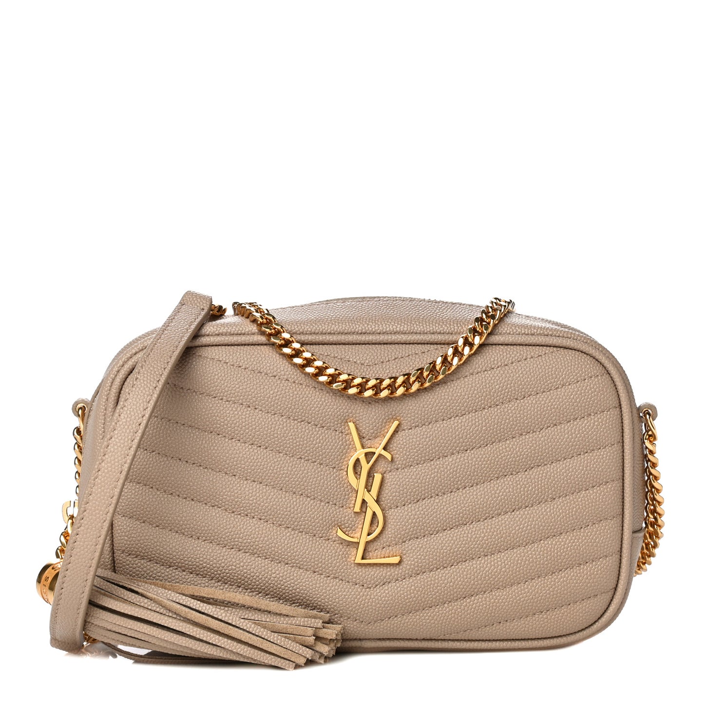 Grain De Poudre Matelasse Monogram Mini Lou Camera Bag Dark Beige