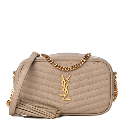 Saint Laurent Grain De Poudre Matelasse Monogram Mini Lou Camera Bag Dark Beige 1 of 10