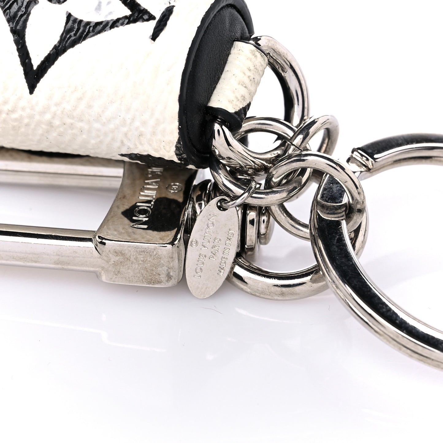 Monogram Tassel Bag Charm White