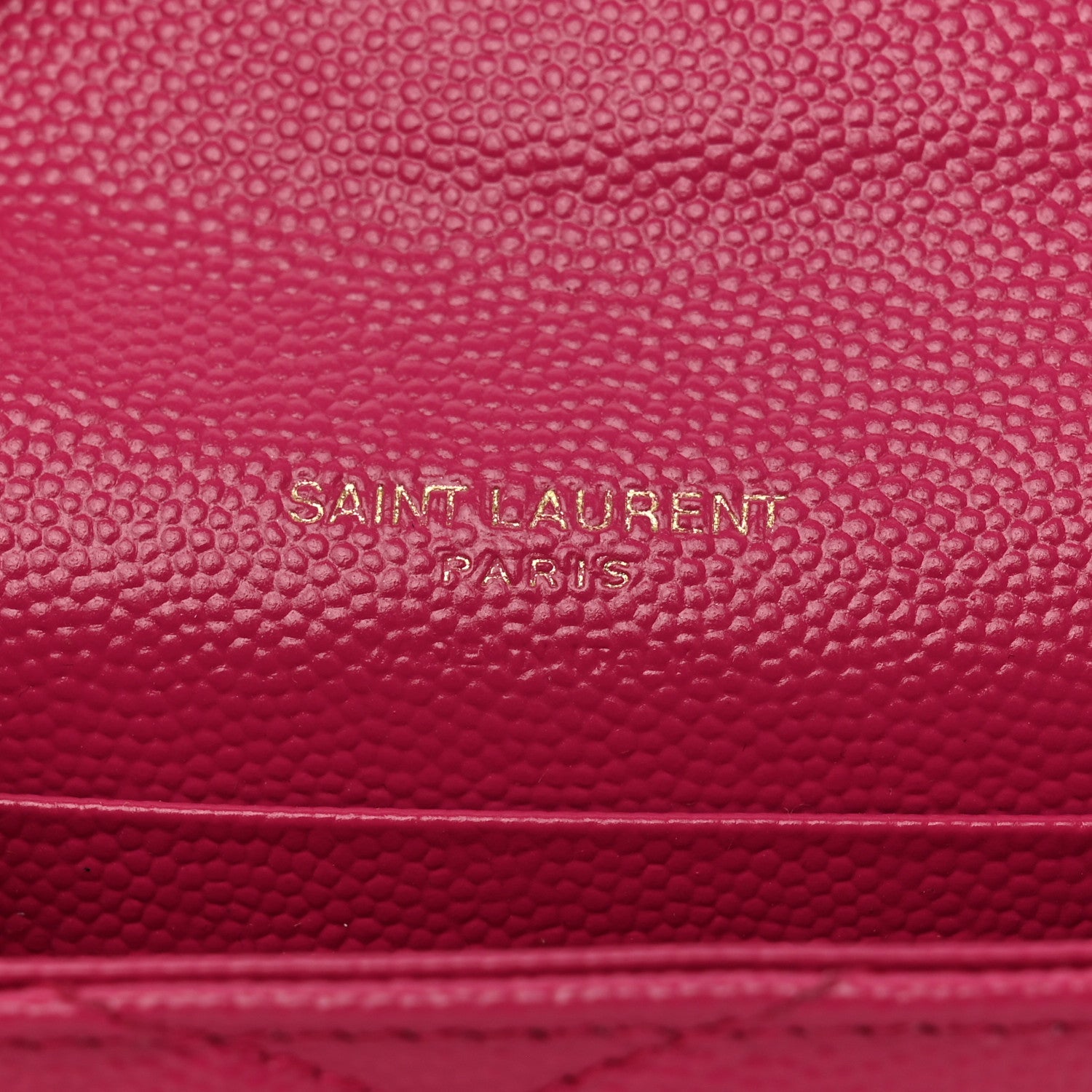 Saint Laurent Grain De Poudre Matelasse Chevron Small Monogram Envelope Wallet Fuxia Couture 6 of 8