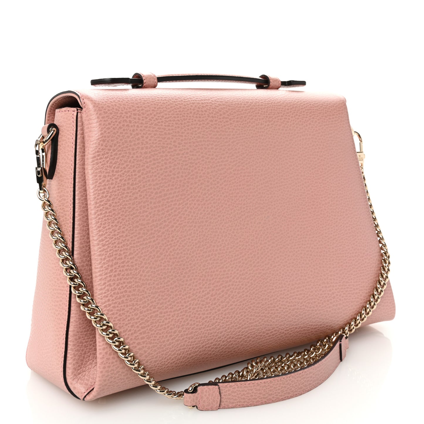 Dollar Calfskin Medium Interlocking G Top Handle Shoulder Bag Soft Pink
