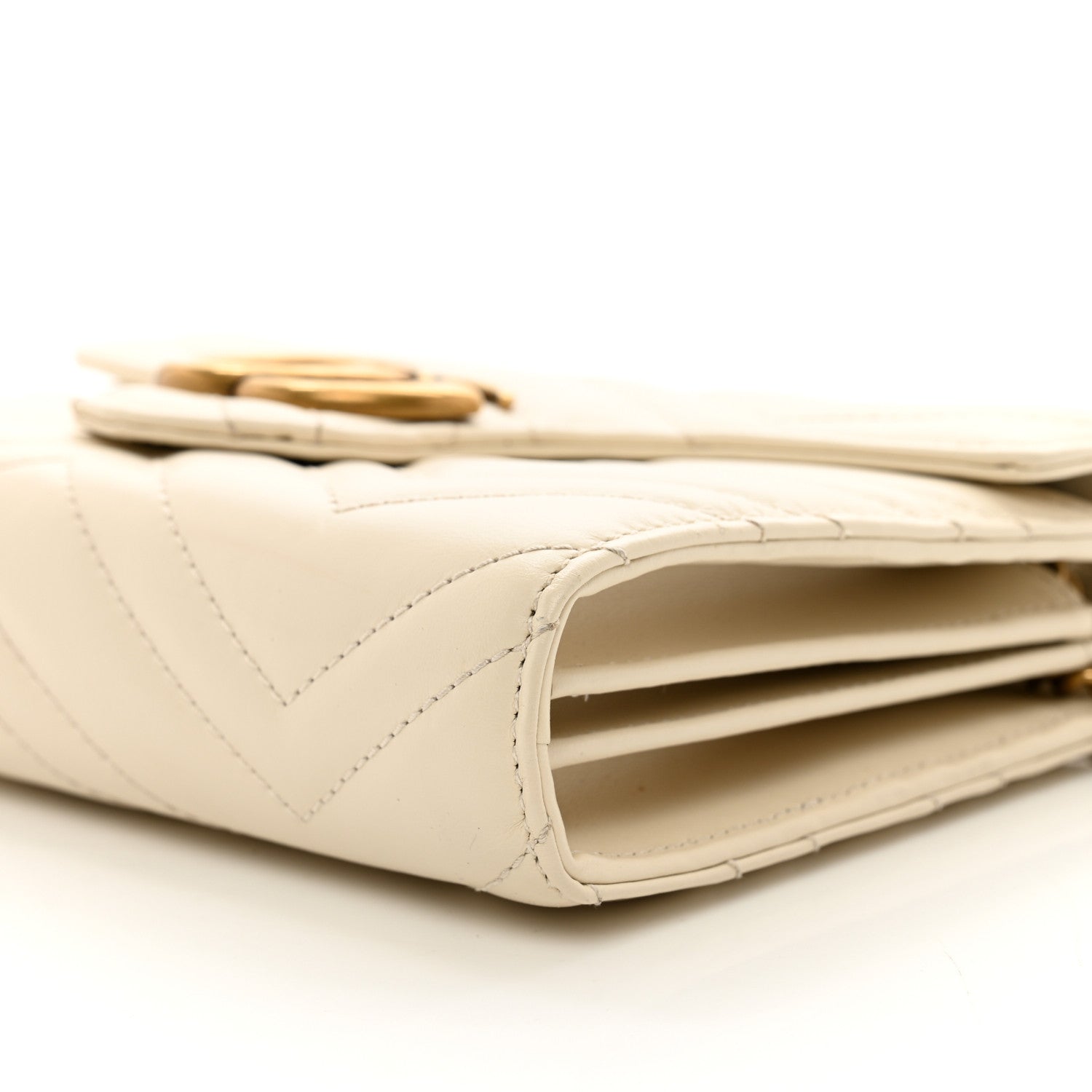 Gucci Calfskin Matelasse GG Marmont Chain Wallet Mystic White 10 of 12