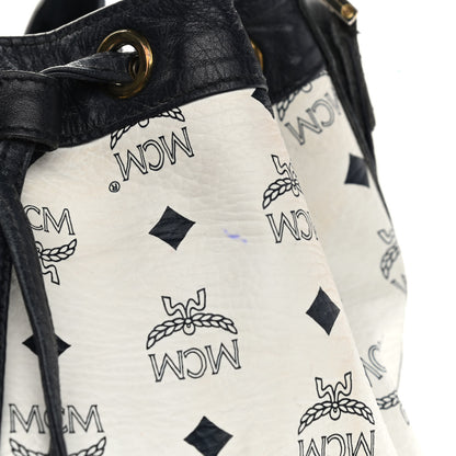 MCM Visetos Small Heritage Drawstring Bucket Bag White Black 15 of 19