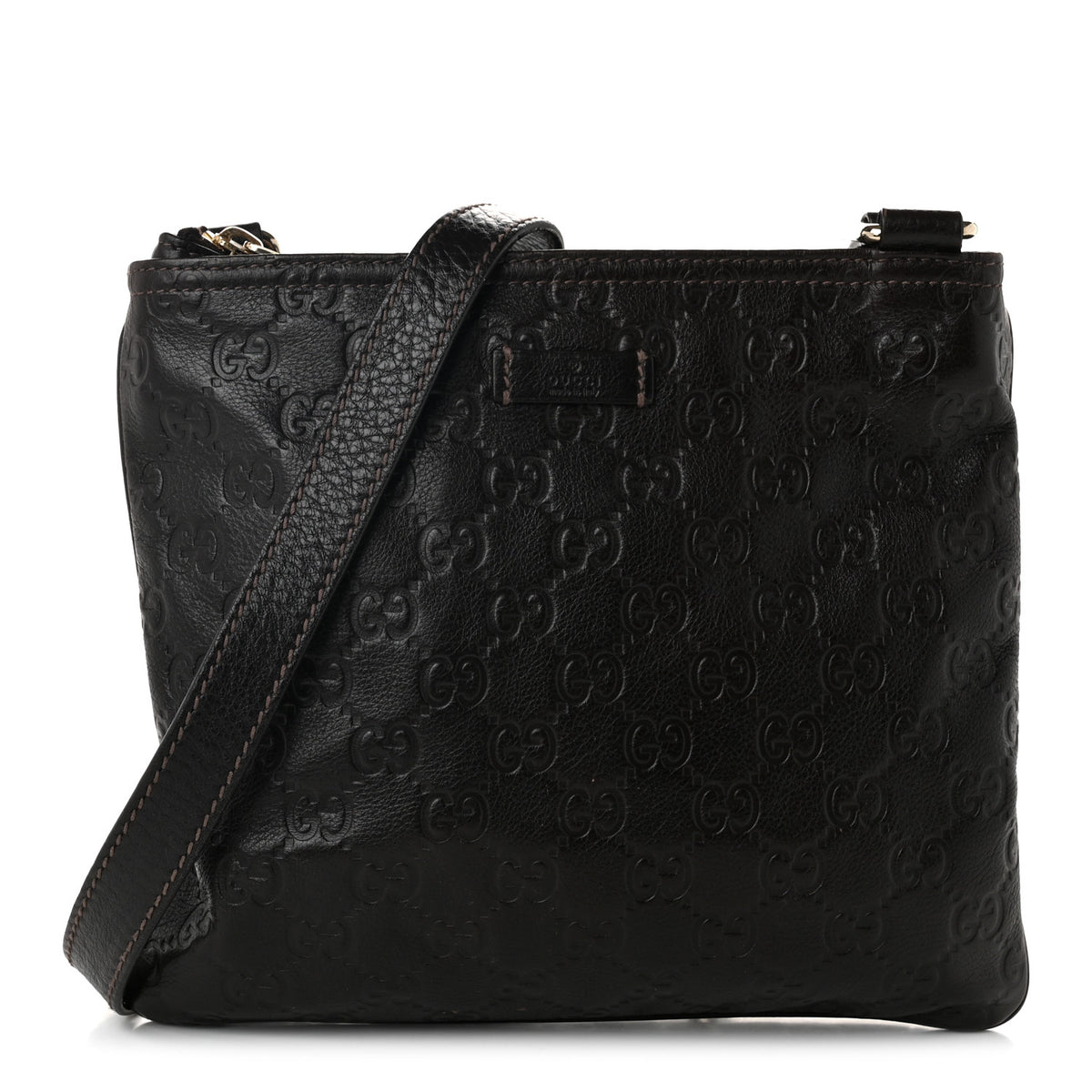 Guccissima Small Flat Messenger Bag Dark Brown
