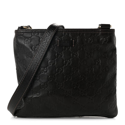 Gucci Guccissima Small Flat Messenger Bag Dark Brown 1 of 10