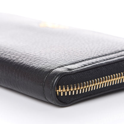 Prada Vitello Daino Zip Around Wallet Black 8 of 10