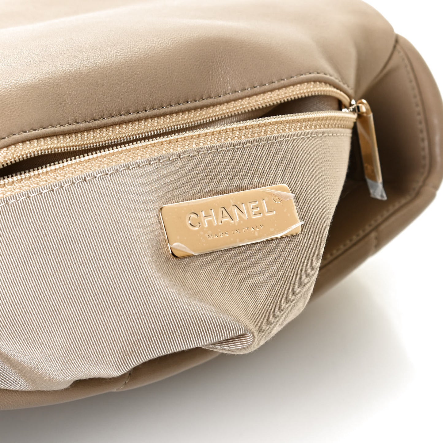 Lambskin Quilted Medium Chanel 19 Flap Dark Beige