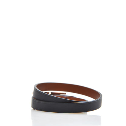 Hermes Chamonix Behapi Double Tour Bracelet T2 Black Gold 3 of 6