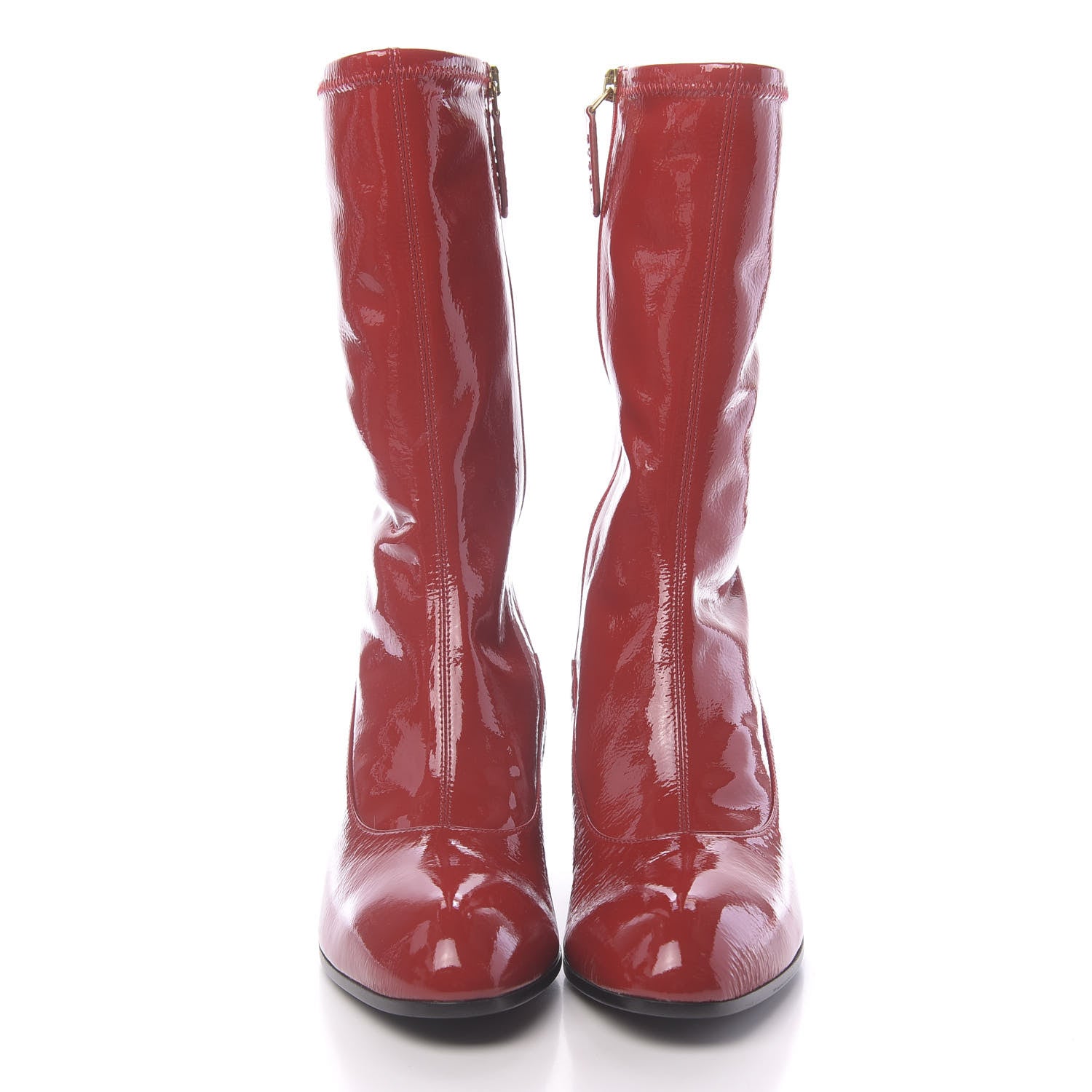 Gucci Patent Calfskin Stretch Boots 39 Hibiscus Red 2 of 7