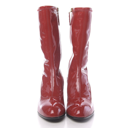 Gucci Patent Calfskin Stretch Boots 39 Hibiscus Red 2 of 7