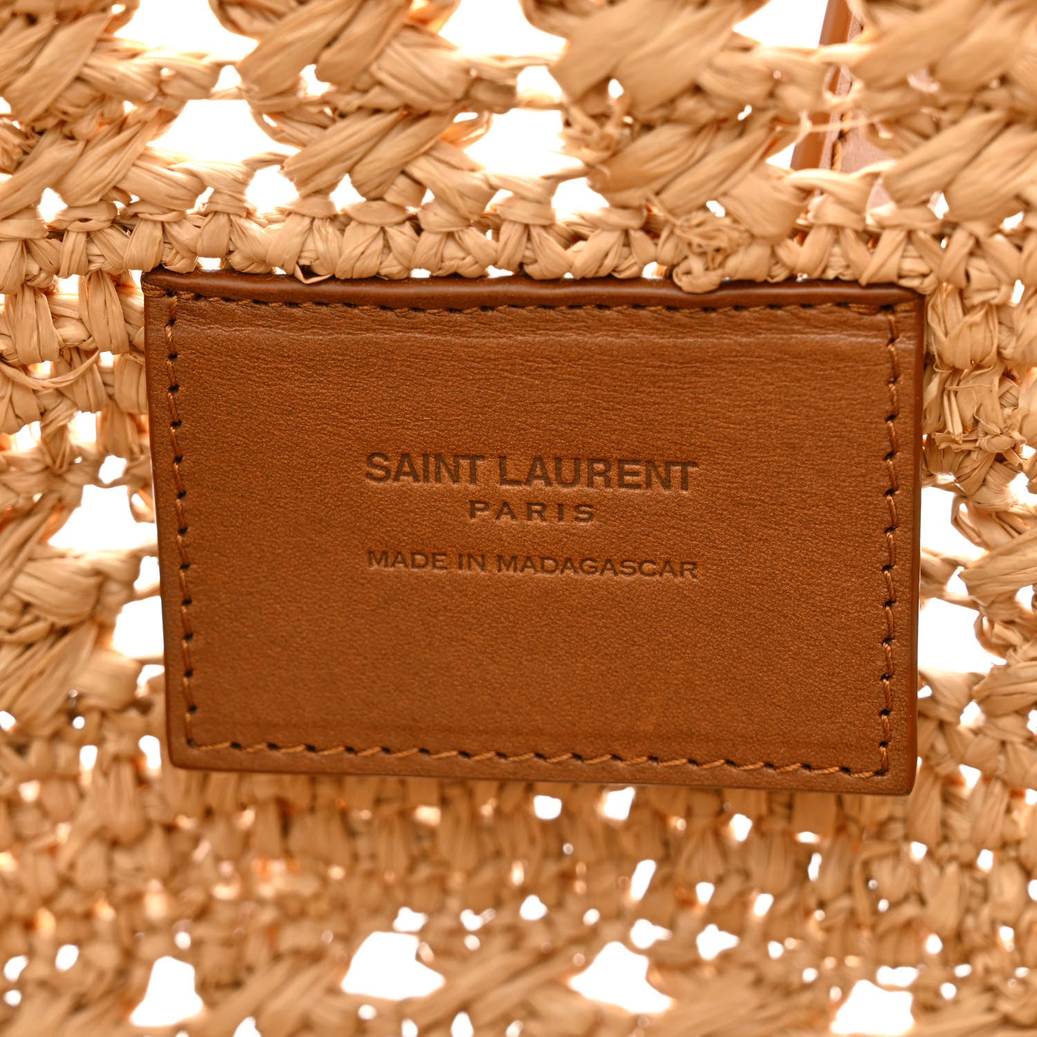 Saint Laurent Raffia Calfskin Small Panier Tote Naturel 6 of 10