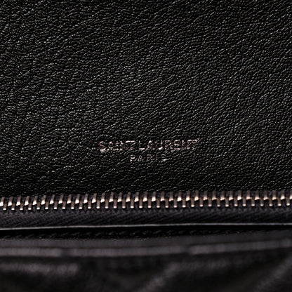 Saint Laurent Sheepskin Matelasse Chevron Monogram Medium College Bag Black 6 of 13