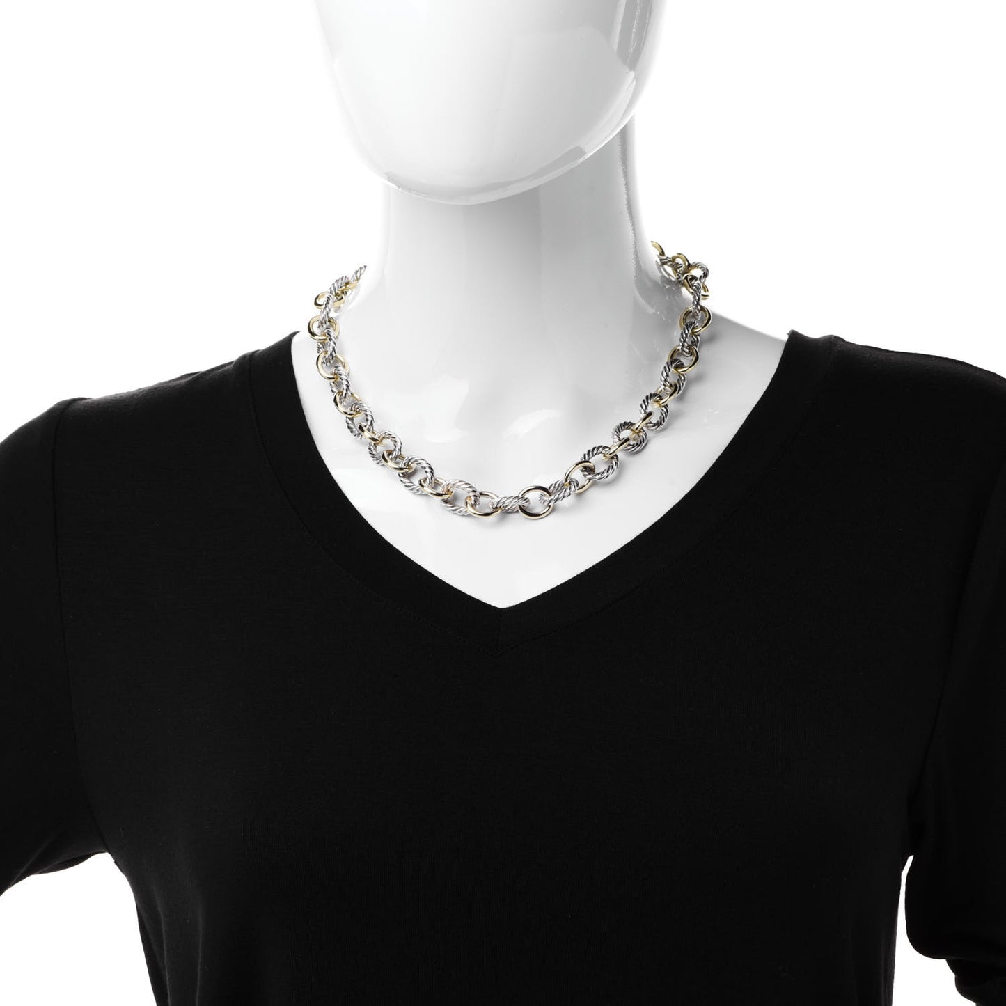 Sterling Silver 18K Yellow Gold 12mm Large Oval Link Necklace