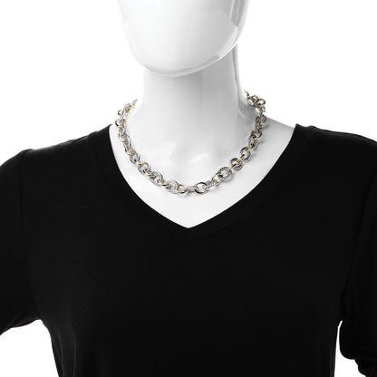 David Yurman Sterling Silver 18K Yellow Gold 12mm Large Oval Link Necklace 2 of 5