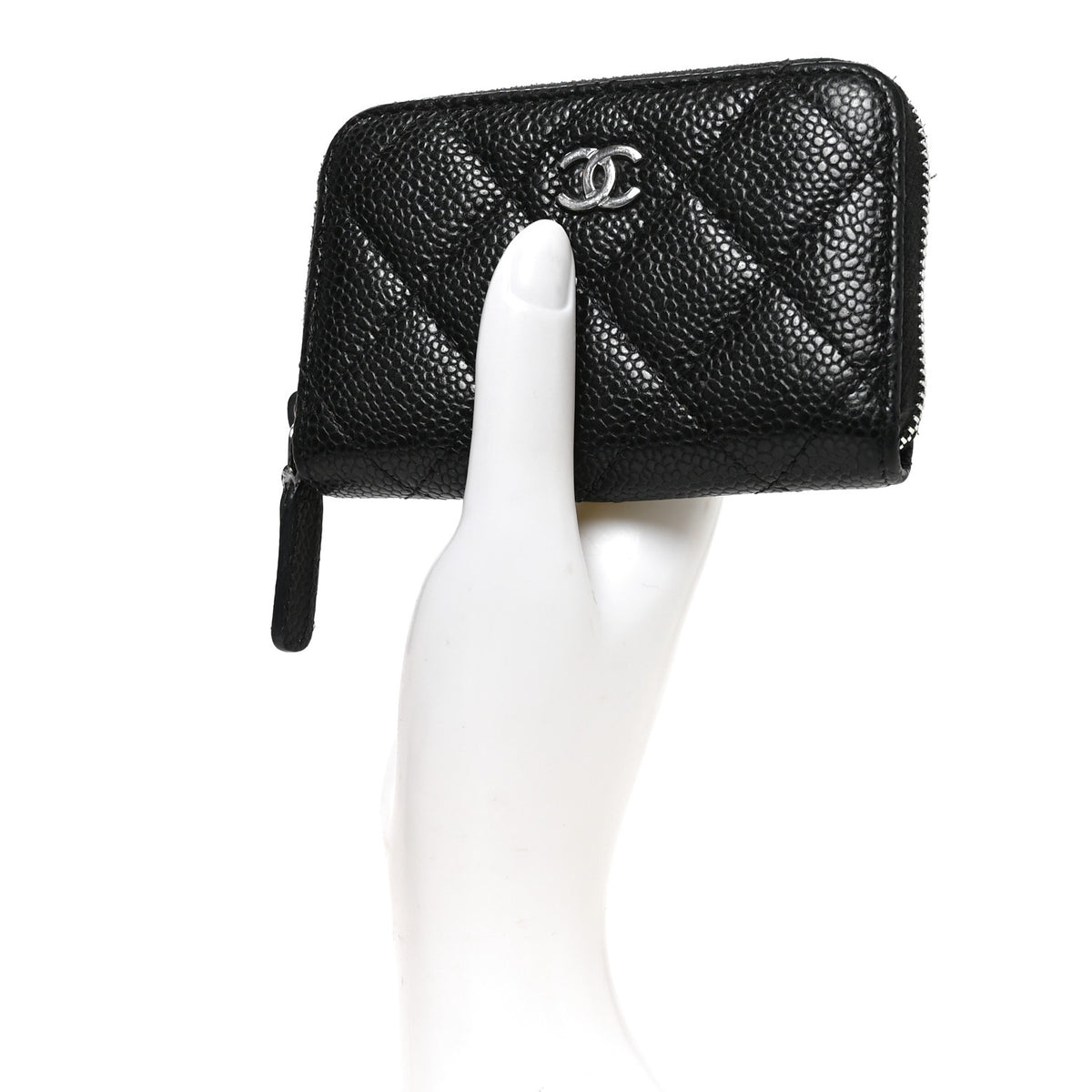 Chanel Caviar Quilted Zip Coin Purse Black 2 of 8
