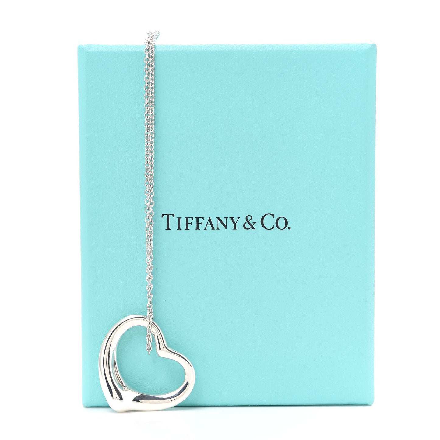 Sterling Silver 27mm Elsa Peretti Open Heart Pendant Necklace