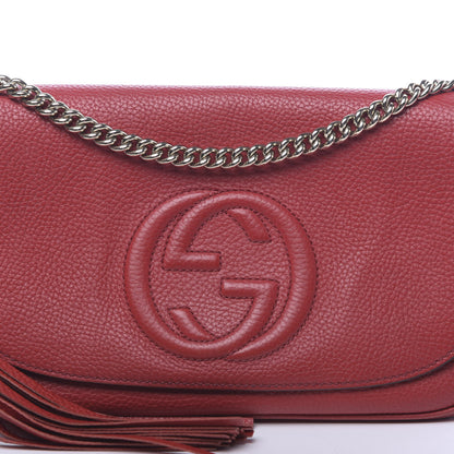 Gucci Pebbled Calfskin Medium Soho Flap Crossbody Vibrant Red 10 of 10