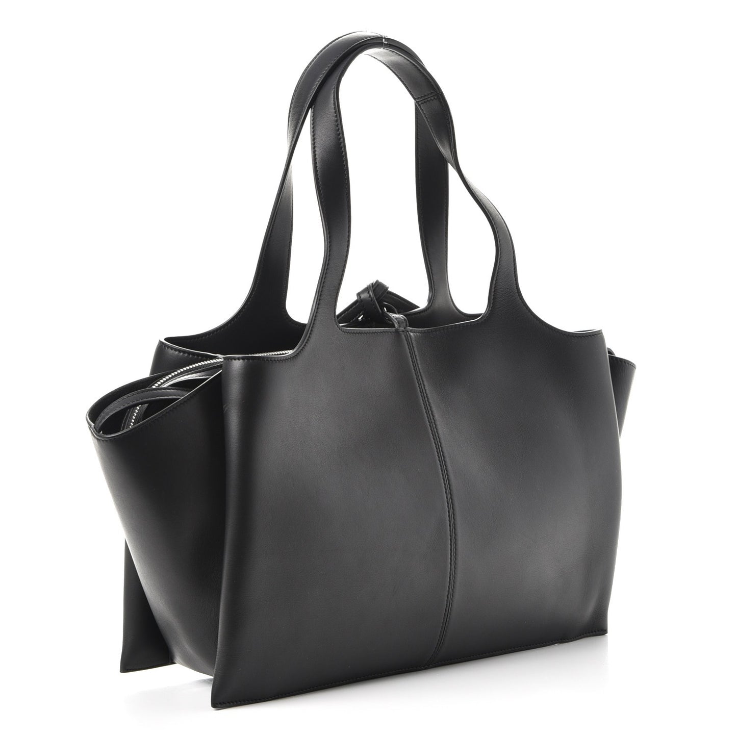 Supple Natural Calfskin Medium Tri-Fold Bag Black