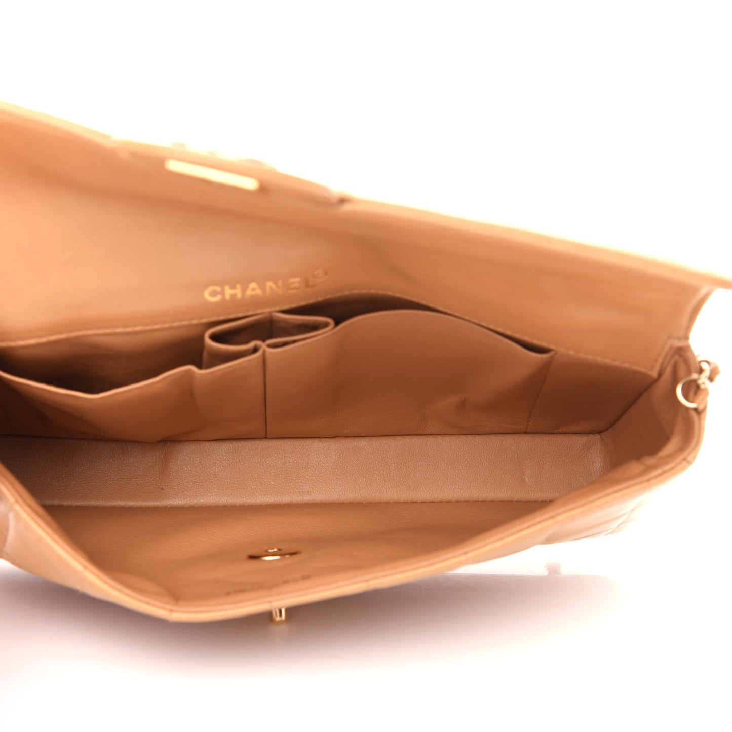 Lambskin East West Chocolate Bar Flap Beige