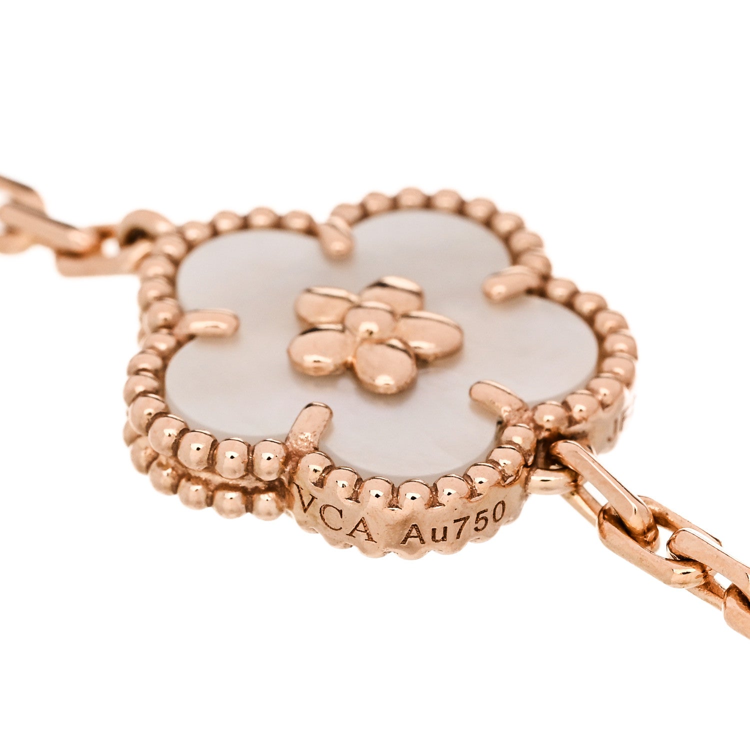 Van Cleef & Arpels 18K Rose Gold Carnelian Mother of Pearl Onyx 5 Motifs Lucky Spring Bracelet 3 of 5