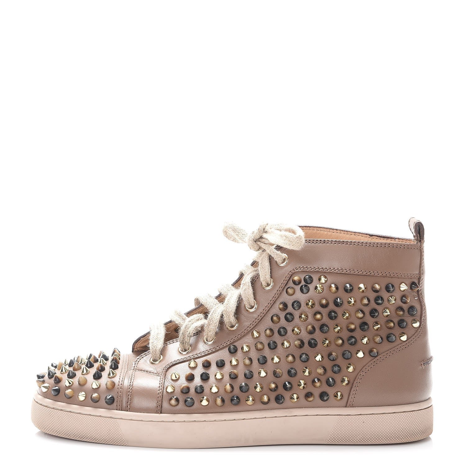 Christian Louboutin Mens Calfskin Louis Spikes Flat Sneakers 42 Beige 1 of 12