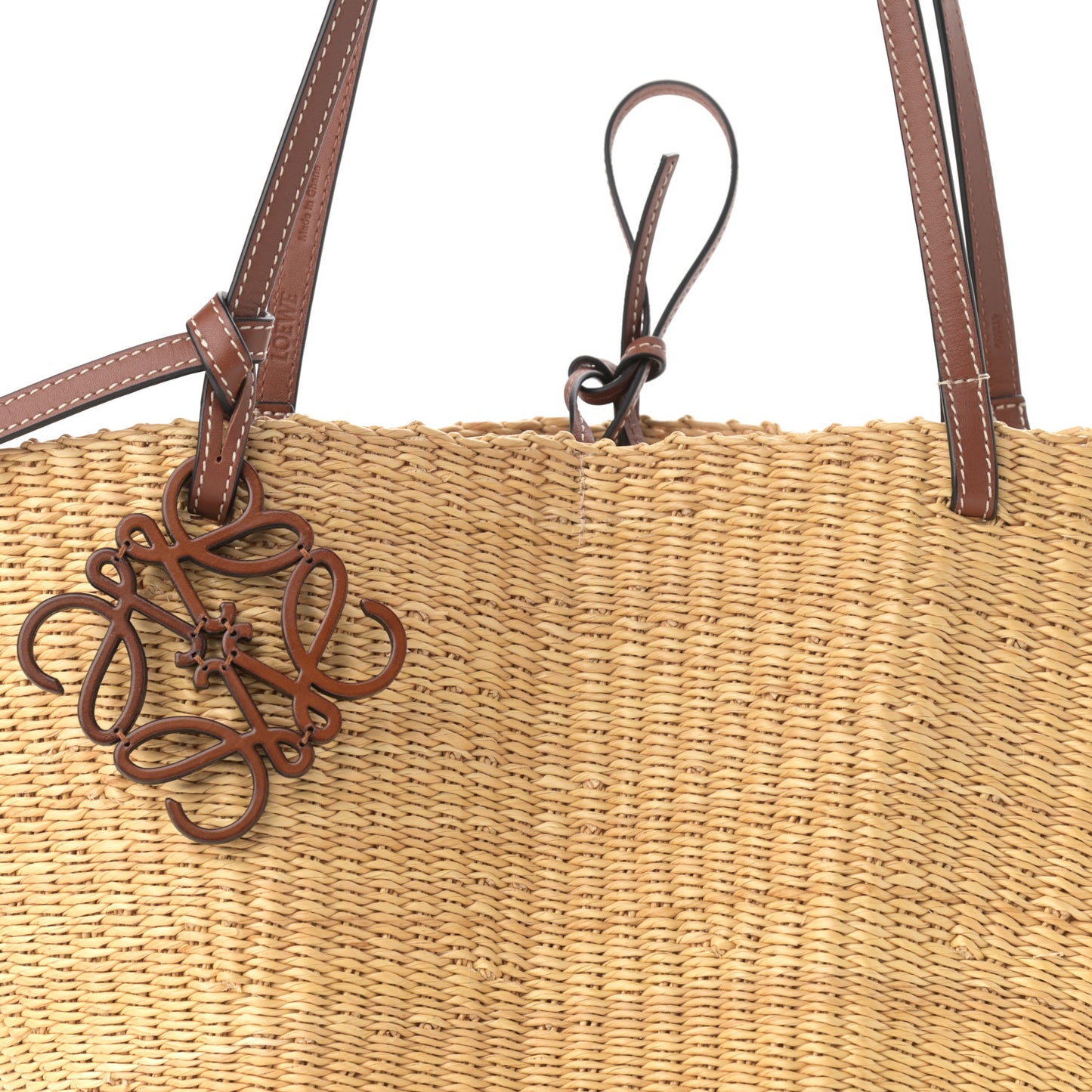 Calfskin Raffia Paulas Ibiza Small Basket Tote Bag Natural Tan