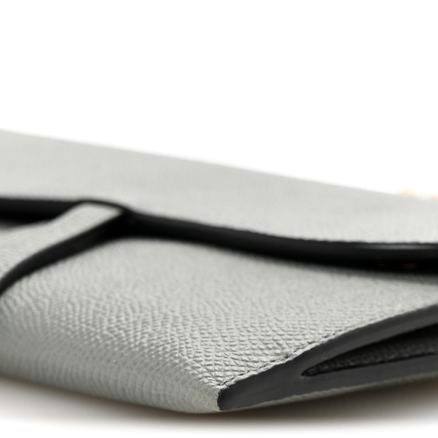 Christian Dior Grained Calfskin Saddle Chain Wallet Pouch Grey Stone 11 of 12