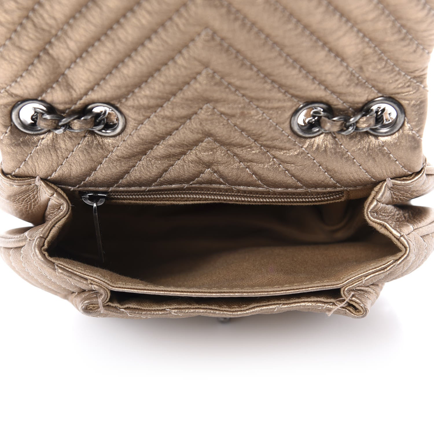 Chanel Metallic Aged Calfskin Chevron Small Bubble CC Flap Gold 5 of 11