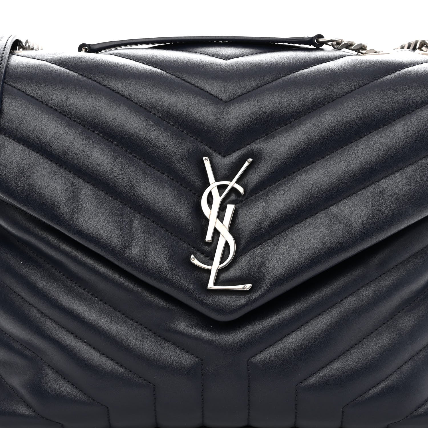 Saint Laurent Calfskin Y Quilted Monogram Medium Loulou Chain Satchel Medium Blue 8 of 13