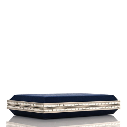 Judith Leiber Satin Crystal Frame Coffered Evening Clutch Navy 4 of 10