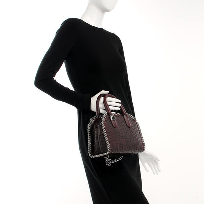 Stella McCartney Faux Leather Crocodile Embossed Mini Falabella Box Top Handle Bag Burgundy 3 of 9