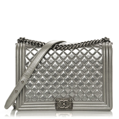 Chanel Metallic Calfskin Quilted Large Boy Flap Silver 1 of 8