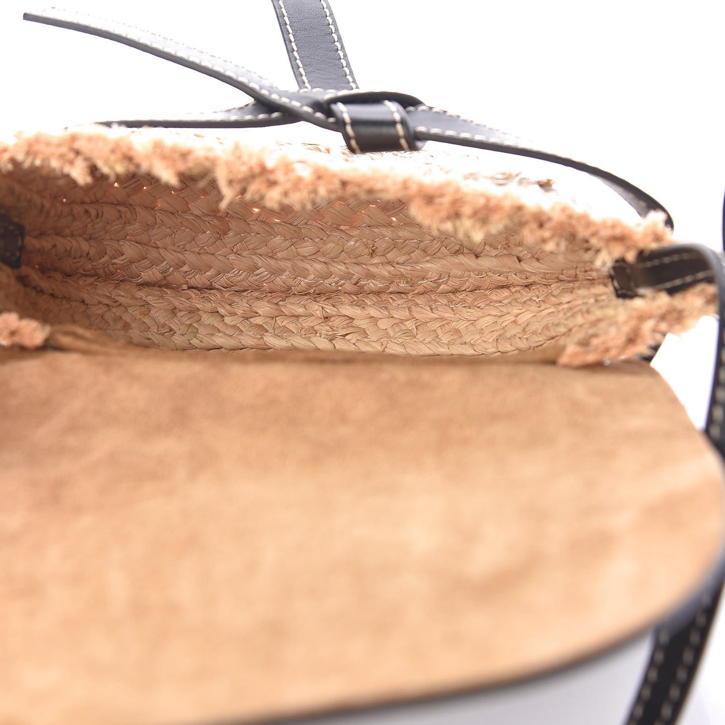 Calfskin Raffia Mini Gate Crossbody Bag Natural Black
